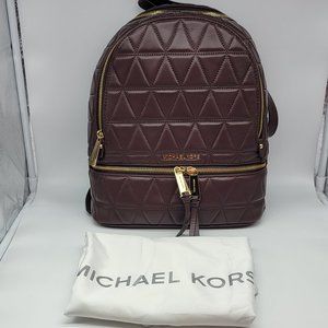 Michael Kors Rhea Zip Medium Backpack Merlot Quilted